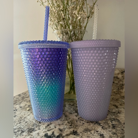 Starbucks Mermaid & Unicorn Purple Cold Drink Studded Tumblers 16 oz. Set of 2 - Picture 8 of 12